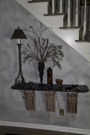 Hallway ensemble. Crackled supports plus marble top.