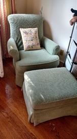 Light green glider chair and ottoman