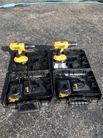 DeWalt 18 volt drills with two batteries and charger each