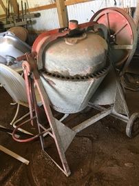Cement mixer with electric motor.
