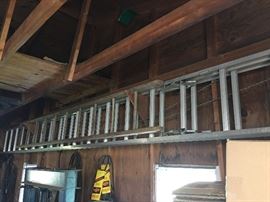 36’ aluminum extension ladder and wood extension ladder