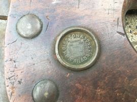 Logo on miter box hand saw handle