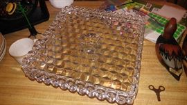 Rare American Fostoria Square pedestal cake plate