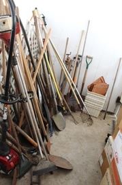 Yard tools; shovels, rakes, hoes