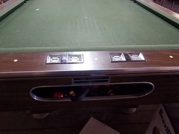 Mid century styling pool table, felt has some damage