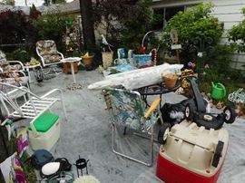Patio Furniture with Cushions,  Ladders, Coolers, Wagon