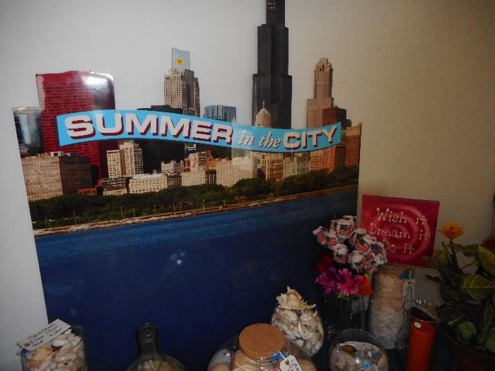Huge SUMMER CITY CARDBOARD Chicago Lakefront, Look great in a store window..basement..deck..!! 