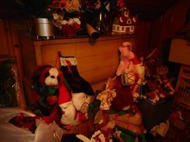 Christmas Stockings..BEHIND that..Mid Century Blonde Mahogany High Boy