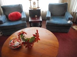 Vintage Blue Velveteen Arm Chairs ($65 each..half off...2 for $65!!)