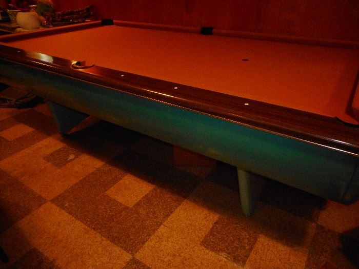 1950's RARE Turquoise  Metal Frame, AMF Pool Table..Sandy Slate Top..Sticks, Balls, Counting Dial..HARD TO FIND in PERFECT CONDITION