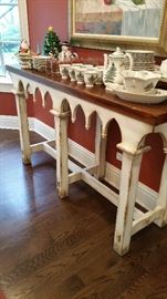 Tassle Table. Whitewash base with Oak Top