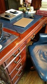 Kimball desk Like new condition. Blue leather top.