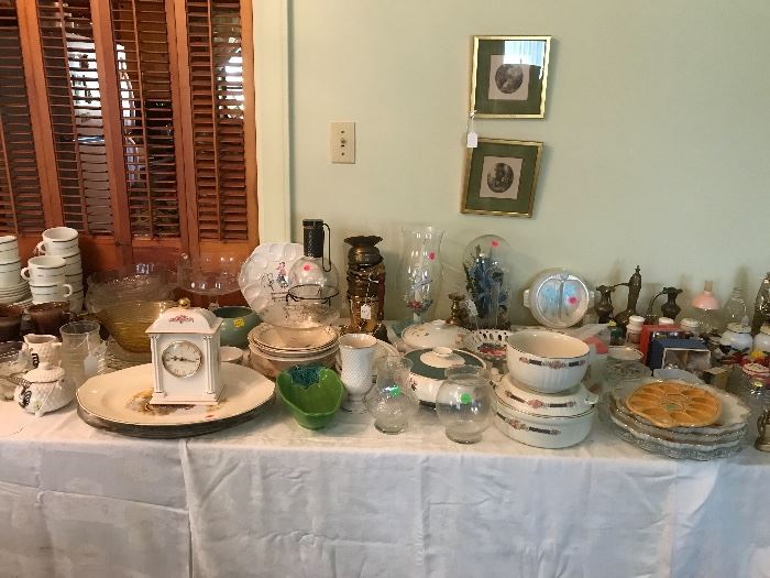 Assortment of dishes, cups, salt & pepper shakers and knickers knacks