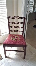 8 mahogany dining chairs, 2 of them arm chairs