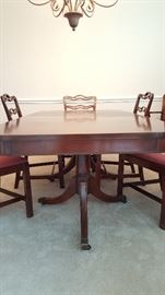 Dining table has castors