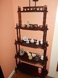 Antique spindle curio shelf