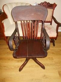 Antique office chair without rollers