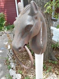 Cast iron hitching post horse head