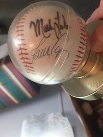 Baseball autographed by Lopez, Wholers, Lemke and a few more.l