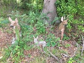 4 piece vintage deer statuary