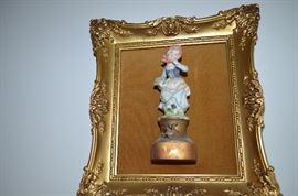 Vintage Porcelain Figurine Framed 