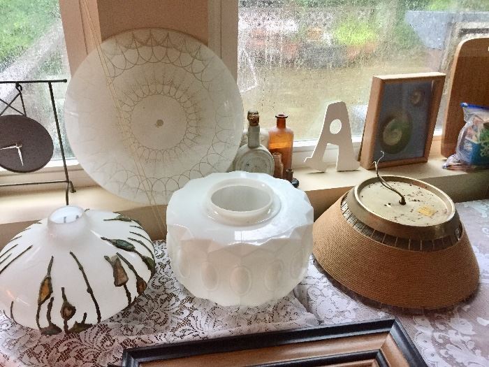 Vintage Art Deco Glass + Milk Glass Globe. There is Really Cool Vintage Lighting at This Sale.  Plus several Lamps.
