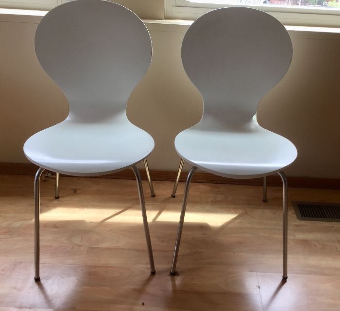 Pair of Great MCM White Chairs