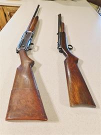 Left:Winchester 1911-same gun as in last 2 photos Right:Benjamin Franklin Model 397 Air Rifle