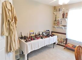 The office. Trophies are for the Model T Ford our client owned along with the dusters worn to the car shows!