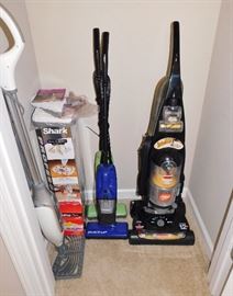 Shark Professional Steam Mop. 2 Eureka Quick Up vacs. Bissell Cleanview bagless vac. 