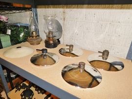 Vintage mercury glass oil lamp reflectors