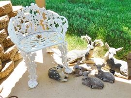 Cast iron chair. Deer family.