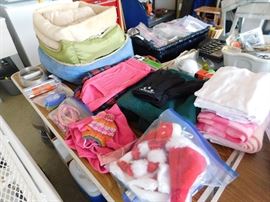 Small dog supplies! Beds, sweaters, Santa suit, blankets.