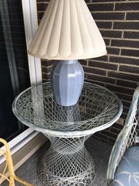Glass Top Table & Lamp
