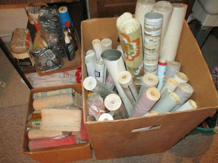 VINTAGE WALL PAPER, PAINTING SUPPLIES