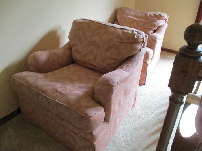 2 UPHOLSTERED PINK CHAIRS