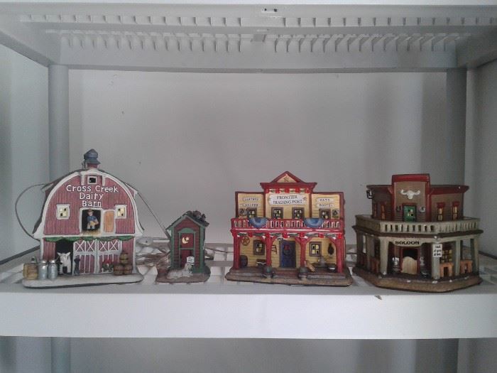 railroad buildings - dairy barn, outhouse, trading post, saloon