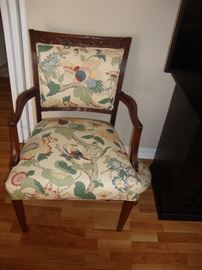Wood framed chair with beautiful upholstery