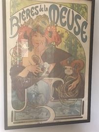 Art deco poster-This large format poster protays A woman with wheat and Hobbes in a pint of beer at the poster incorporates two images of posters that are another artist of the goddess