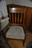 Walnut carved back rocker.
