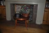 Cherry bent leg table/stand & fireplace screen