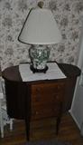 Vintage Mahogany Martha Washington & Oriental Lamp.