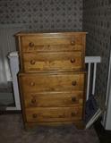 Maple 2 over 3 Drawer Cest & Assorted old records.