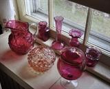 Collection Of Vintage Crandberry Glass.