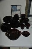 Vintage Ruby Depression glass service for 6+