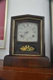19th century American 8 day wood & brass clock by E. N. Welch, Forestville Ct.