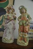 Occupied Japan 17 inch hand painted bisque figurines