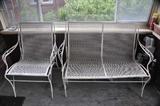 vintage wrought iron chair & bench set