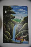 Original oil on canvas Haitian paining signed Roxy