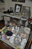 Assorted crystal,china & depression glassware